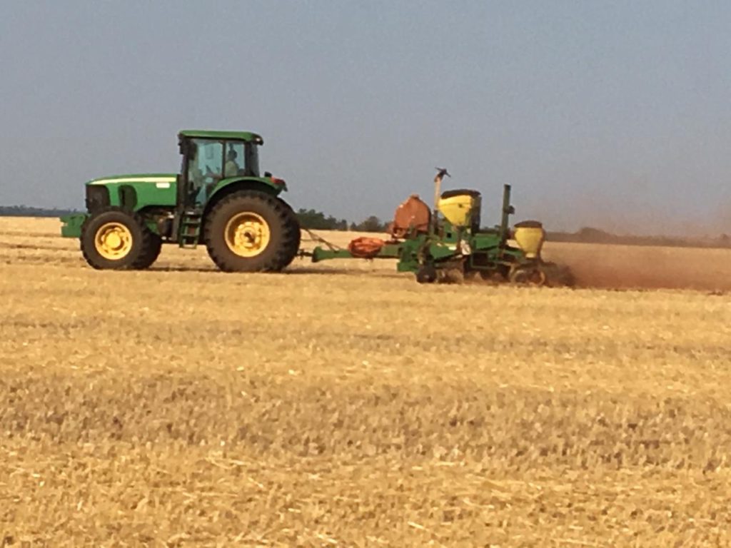 soybean field tractor